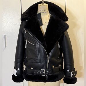 GORSKI GENUINE BRITISH SHEARLING LAMB, HIDE TO HEAVY WOOL MOTO JACKET